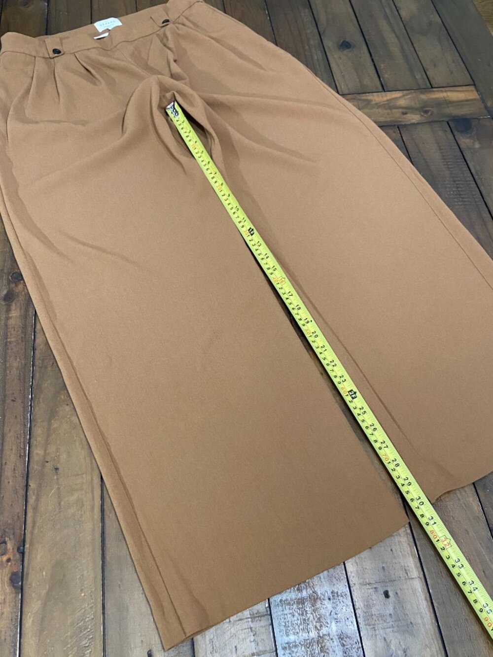 Sezane Dan Trousers Camel Tan Wide Leg High Waist Pleated Pants 44 US 12 - Picture 8 of 11